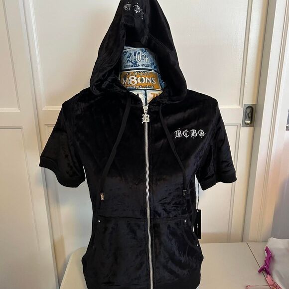 VINTAGE Y2K BCBG Women's Black Velour Tracksuit - Picture 1 of 8